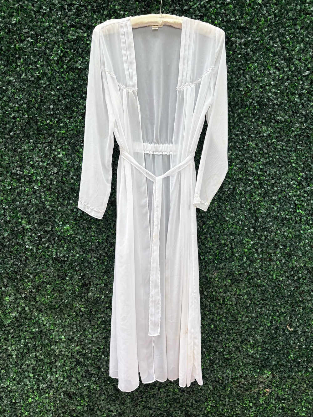 Bridal White Long sheer Robe with Tie Belt. Size s/m